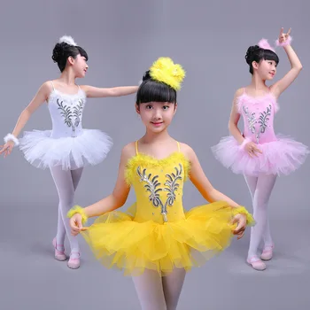 

Children Dancewear Ballet Skirt Girl tutu skirt sling Ballet Hot drilling dancewear Child Show Costumes 3colors 110-160cm