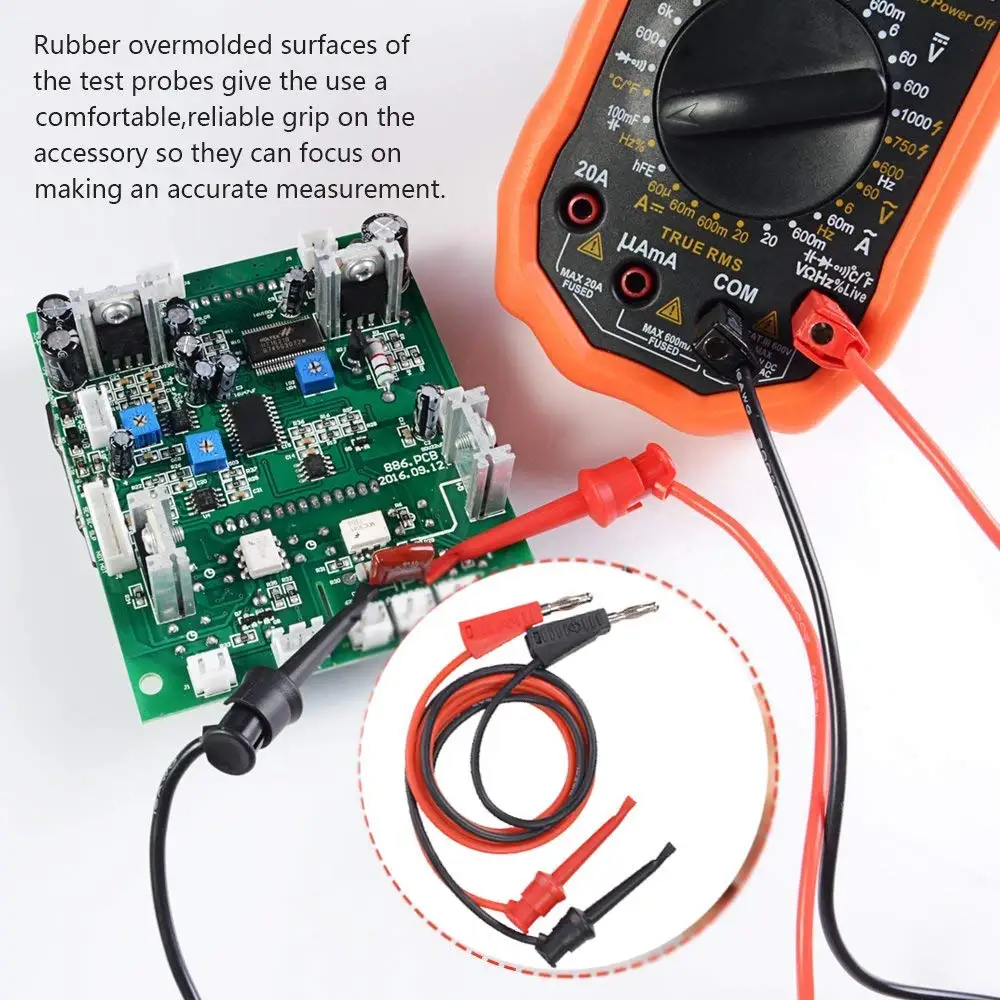 Провода мультиметра, набор тестовых проводов с тестовым зондом мини-крючки, 30A медные зажимы типа «крокодил», датчики для мультиметра, набор острых наконечников