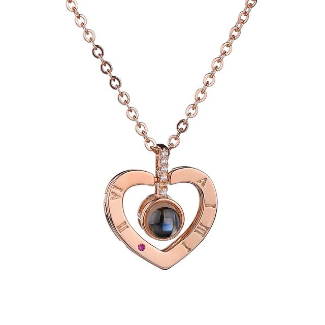 2018 new arrive rose gold projection 100 languages i love you charm
