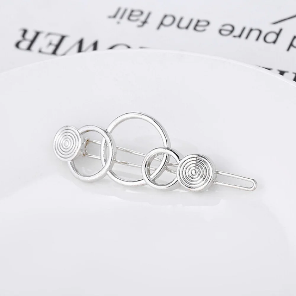 Fashion silver Hollow Metal Hairpin Geometry 3- ring Hair Clip Women Girls Hair Pin Jewelry Hair Accessories Fashion silver Hollow Metal Hairpin Geometry 3- ring Hair Clip Women Girls Hair Pin Jewelry Hair Accessories