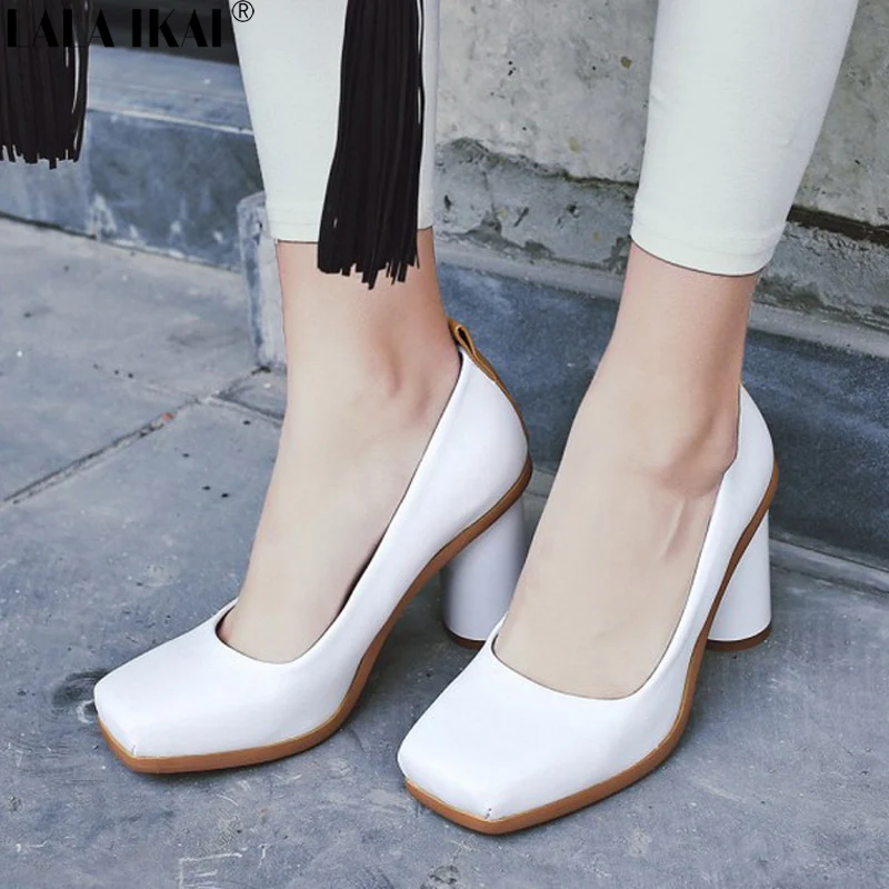 

LALA IKAI Women Pumps Slip-On Wedding Shoes Sexy Square Heels Square Toe Spring Autumn Ladies Heels Shoes XWC2257-45