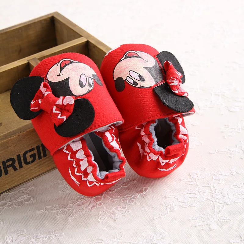Disney Fashion Mickey New Autumn Winter Baby Shoes Girls First Walkers Newborn Shoes 0-18M First Walkers
