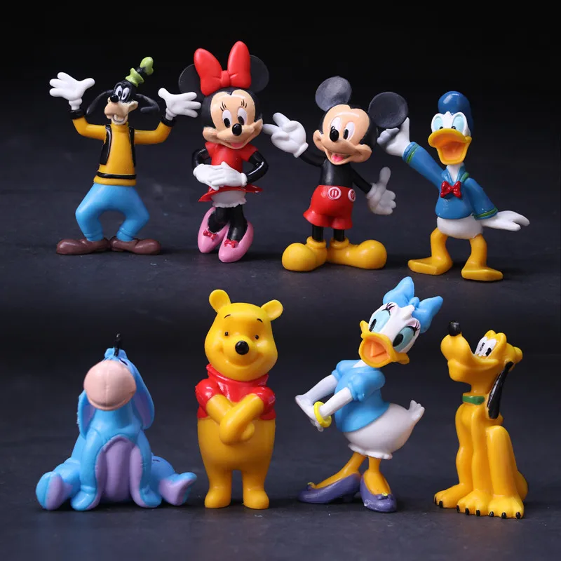 

8pcs/set Mickey Minnie Mouse Donald Duck Cartoon toys action figures doll Children's toy goofy pluto dog daisy toys
