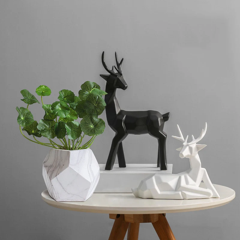 

2 Pcs Porcelain Decoration Lovers Deer Ceramic Crafts Home Ornaments Gifts J2Y