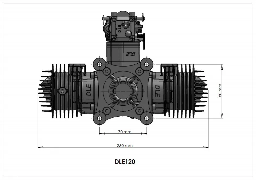 DLE120 RC самолет бензиновый двигатель мощность двухцилиндровый двухтактный боковой выхлоп с естественным ветровым охлаждением ручной запуск 120CC смещение