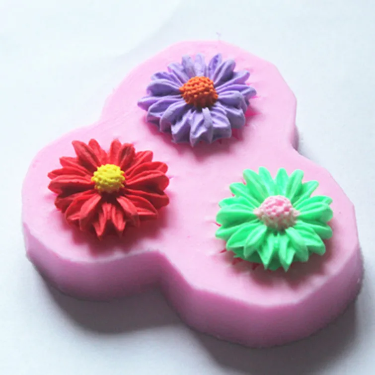 

Silicone 3D Cake Chocolate Soap Molds Flower Plunger Cutte FM027