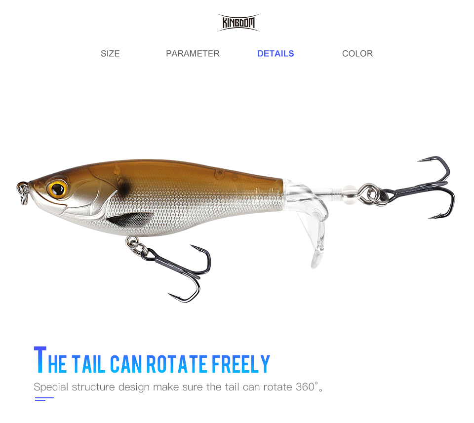 Kingdom 2019 New Whopper Plopper Fishing Lure 10cm 12cm Topwater Hard Baits Popper Soft Rotating Tail Wobblers Artificial Bait (1)