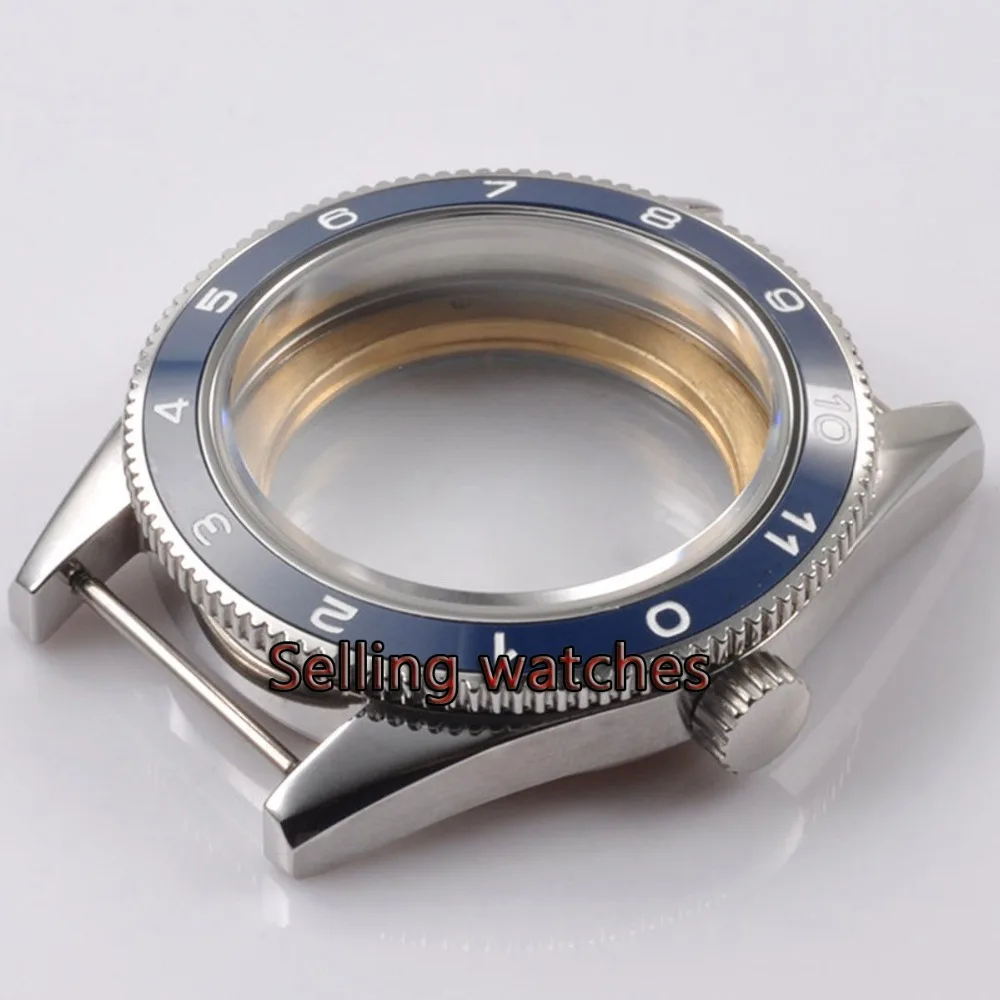 41 мм синий керамический ободок часы с сапфировым стеклом чехол подходит для ETA 2836 mingzhu 2813 miyota 82 series MOVEMENT