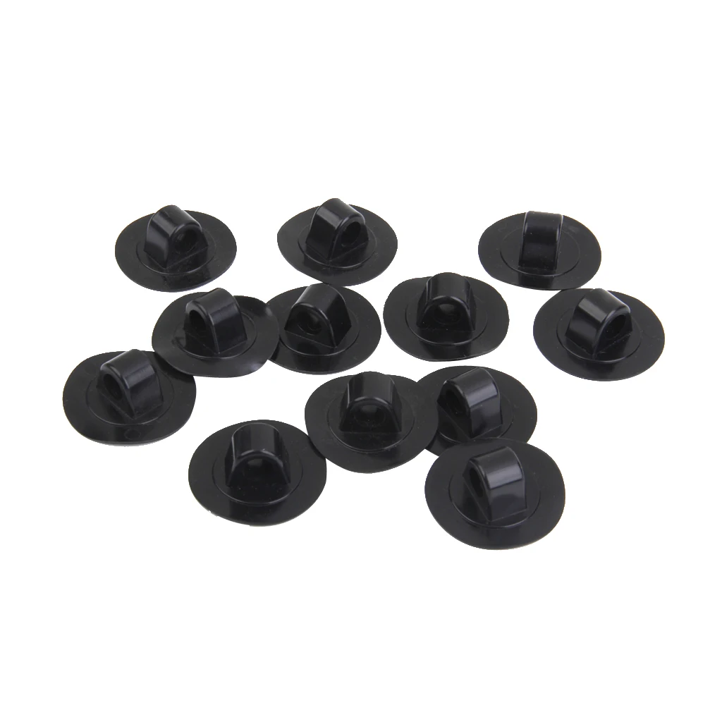 NEW Arrival 12Pcs Black Small PVC Rope Cord Mount Clip Hook Buckle for Kayak Canoe Dinghy Safety Rope Clip