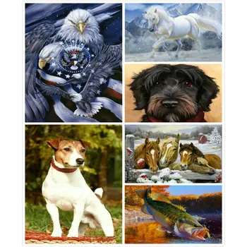 

DIY 5D Diamond embroidery needlework full square diamond painting stitch picture rhinestone handmade mosaic Eagle dog pattern