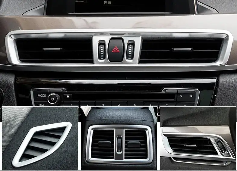

For BMW X1 F48 2016 2017 Matter ABS Chrome plastic Left Hand Side Driving Dashboard Console Air Condition Vent Trim 6pcs 6pcs