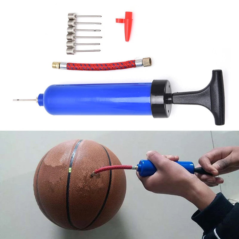 

New Blue Plastic Football Soccer Inflatable Ball Hand Air Pump with Needle