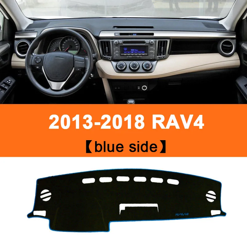 Приборной панели автомобиля крышка коврики Избегайте светильник коврик приборная панель Настольный коврик для Toyota RAV4 2013 аксессуар - Color Name: Blue Side