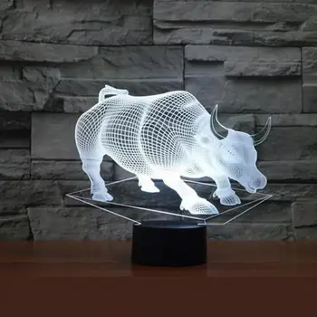 

Bull Acrylic Luminaria De Mesa Usb Led 3d Light Fixtures Led 7 color change desk lamp Remote Control Led Night Light