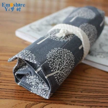 National Canvas School Pencil Case 36/48/72 Holes Roll Up Pencil Bag Portable Pencil Box School Supplies Material escolar B059