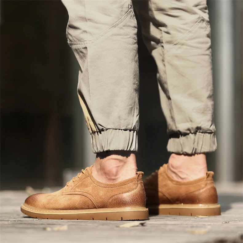 SERENE Brand New Men's Shoes Retro Leisure Leather Work Tooling Shoe Mens Lace Up Casual Shoes Male Waterproof OxFord Footwear (13)