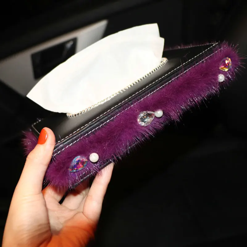 Feather-Pearl-Crystal-Car-Tissue-Box-Diamond-Imitation-Mink-hair-Auto-Tissue-Holder-Block-type-Winter-Car-Styling-15