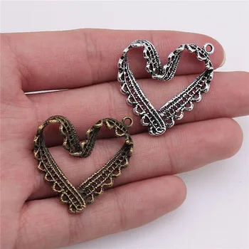 

WYSIWYG 3pcs 32x31mm Vintage Heart Pendants Charm For Jewelry Making Antique Bronze Color Heart Pendants Charm Heart