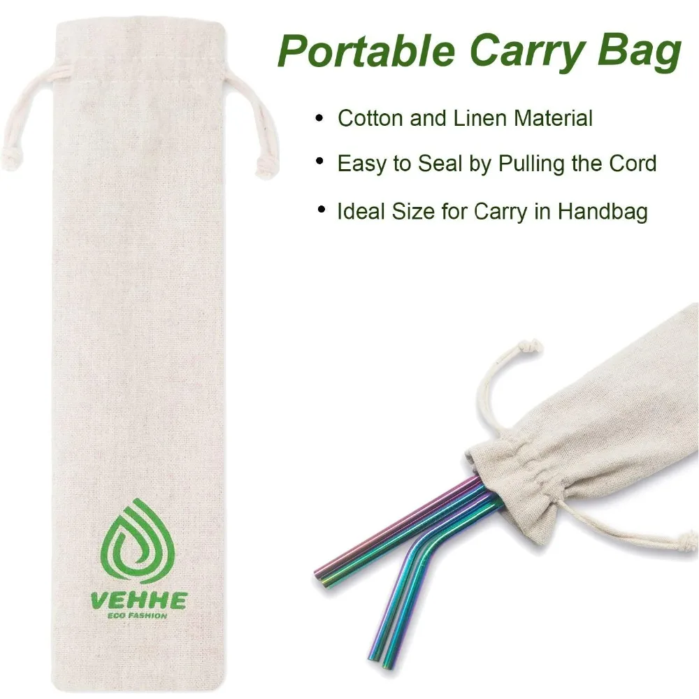 EHEH 4Pcs/8Pcs Drinking Straw 304 Stainless Steel 10.5 inches Sliver Rainbow Sturdy Reusable straws clean brush Mugs Juices Beer