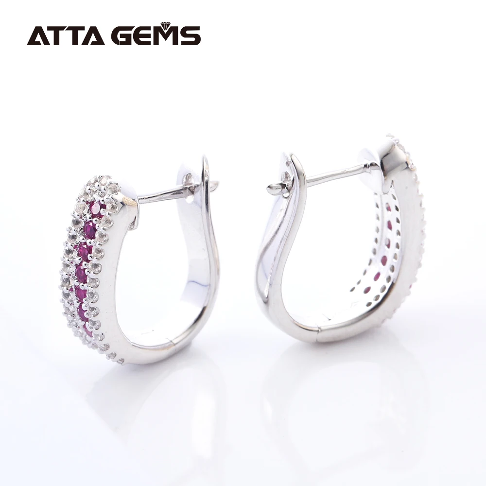 Najtaniej Rubinowy srebrny kolczyk dla kobiet klasyczny Design stworzony rubinowy kamień szlachetny dla członków rodziny prezenty biżuterii najwyższej jakości