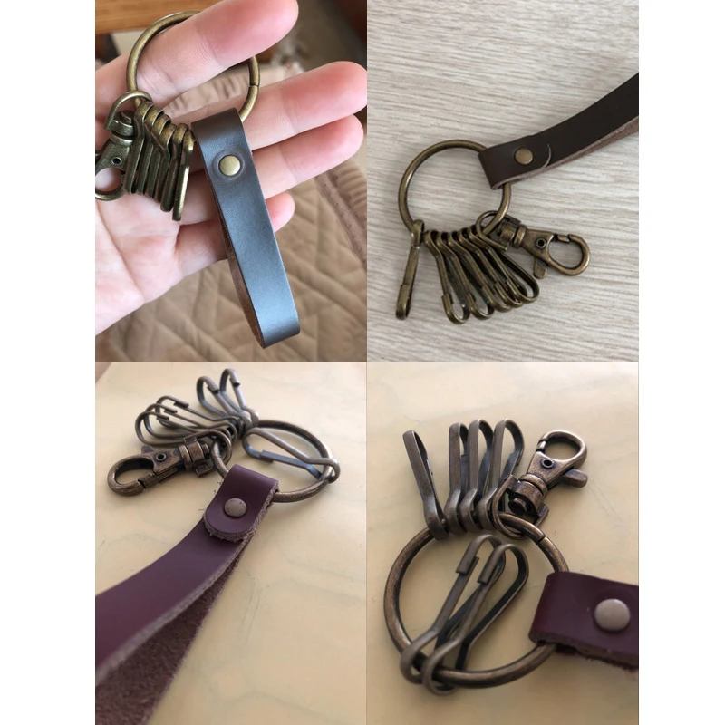 Женские/мужские кожаные минималистичные кошельки для ключей от бренда westкрик ручной работы, винтажные ключницы, автомобильный держатель для ключей с 6 кольцами для ключей