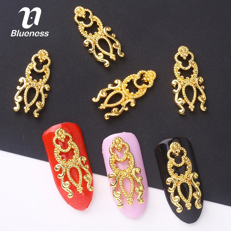 

Blueness 10Pcs/Lot Charms Glitter Nails Art Rhinestones Alloy Gold Halloween Note Design Manicure Nail UV Gel Strass Studs Tips