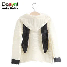 Doayni/детский осенний двубортный свитер с заячьими ушками для девочек 2-6 лет, вязаный свитер