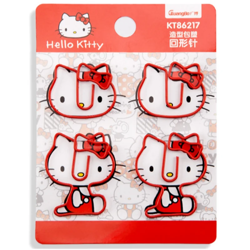 

4 Pcs/pack Lovely Hello Kitty Cartoon Metal Paper Clip Bookmark Stationery School Office Supply