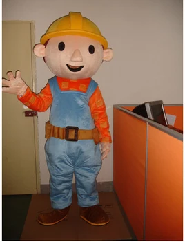 

BING RUI CO Adult Size Bob The Builder Mascot Costume Cartoon Fancy Dress
