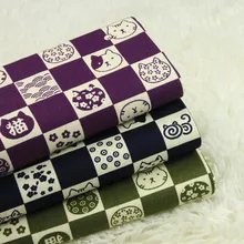 Половина двор хлопок белье ретро ткань с кошачьим печатающая головка, плед ручной DIY Лоскутная сумка одежды ткань A596