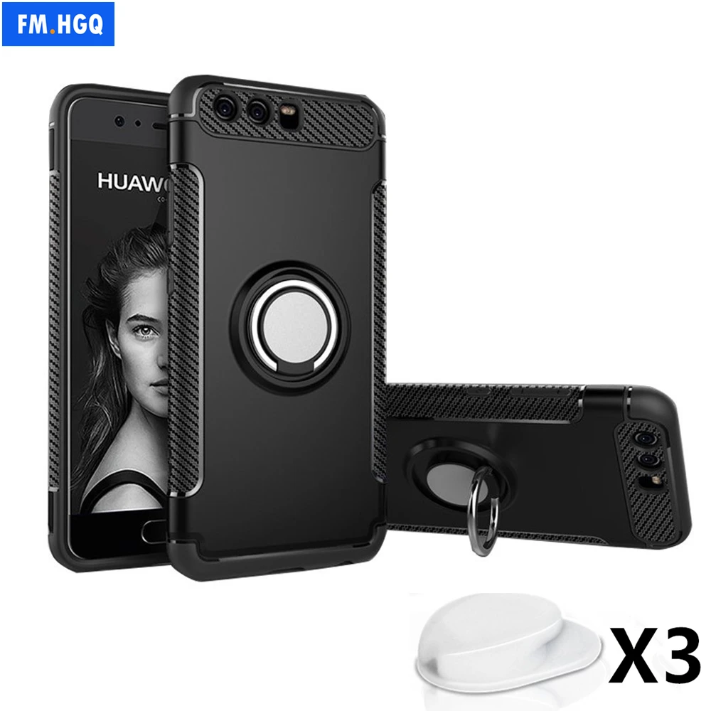 

Case for Huawei P10 Plus P10 Car Holder Stand Magnetic Suction Bracket Finger Ring TPU + PC Cover for Huawei P10 Lite Case Funda
