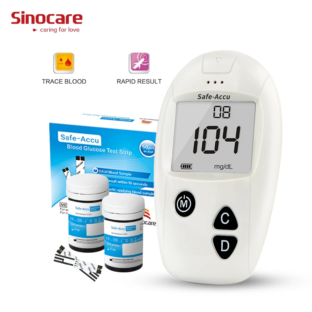 

SINOCARE sannuo mg/dL CE Glucometer Meter KIT Blood glucose monitor Blood sugar meter&50Test strips&50Lancets Diabete Sugar KIT