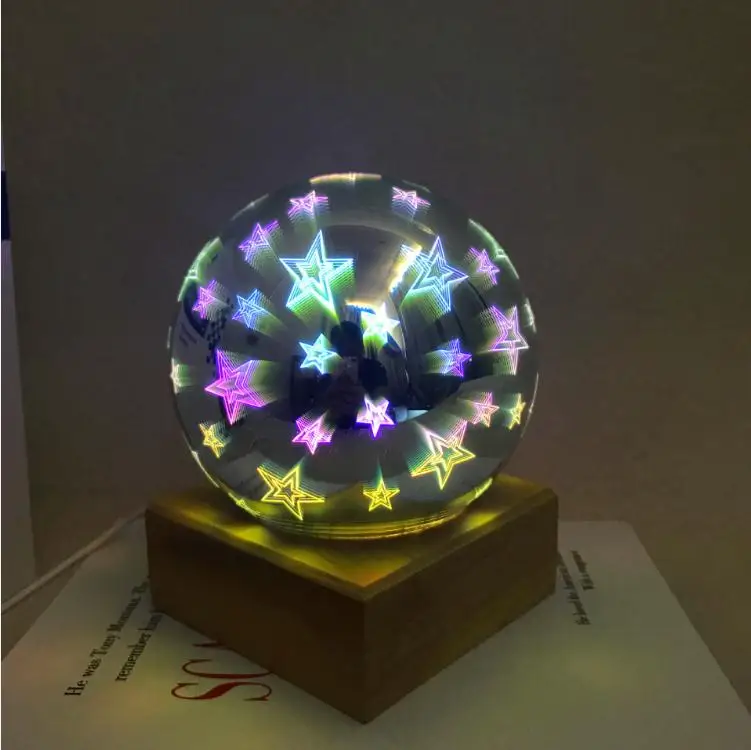 3D USB мощный стеклянный светодиодный светильник, ночник, Звездный/Фейерверк/Вселенная, волшебный хрустальный шар, декоративная лампа, цветной Рождественский подарок - Испускаемый цвет: big starry