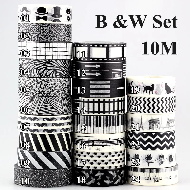 10 м 1x декоративная черно белая фотоальбом|japanese washi|scrapbooking maskjapanese washi tape |