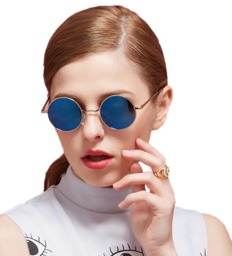 Новинка, брендовые дизайнерские классические Поляризованные круглые солнцезащитные очки, мужские маленькие винтажные Ретро очки John Lennon, женские очки для вождения, металлические очки