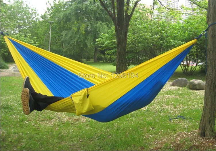 Портативный нейлоновый парашютный двойной гамак для сада, отдыха на природе, походная мебель, гамак для выживания, качели, спальная кровать для 2 человек
