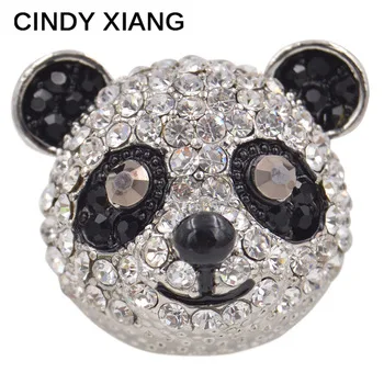 CINDY XIANG Rhinestone Panda Brooches Unisex Cute Round Badges Coat Packback Bijouterie Broches Animal Pins Jewelry New 2017