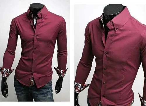 camisa rojo vino hombre