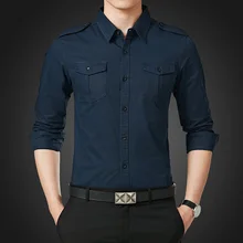 Осенние мужские рубашки с длинным рукавом с двойным карманом, одноцветные мужские рубашки, облегающие, зеленый, хаки, синий, M-5XL, мужские рубашки