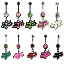 1 шт. из медицинской стали, для пупка кольца кнопки Сексуальная Фокс подвесное пупочное пирсинг Бар CZ драгоценный камень живота Модная бижутерия для пирсинга 14 г