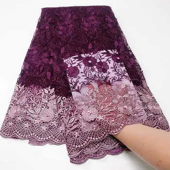 

2019 Latest Nigerian Lace Fabric 2019 High Quality Lace African Tulle Lace Fabric With Beads For Wedding Party Dress
