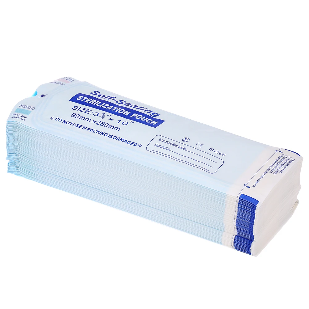 200 шт./упак. самозапечатывающийся пакет для стерилизации медицинская бумага упаковочная одноразовые стоматологические татуировки сумка для хранения инструментов 260*90 мм