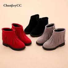 Brand ChanJoyCC Winter Kids Shoes Fashion Warm Baby Girls Shoes Casual Fringe Soild Rubber Soft Short Boots Shoes For Children
