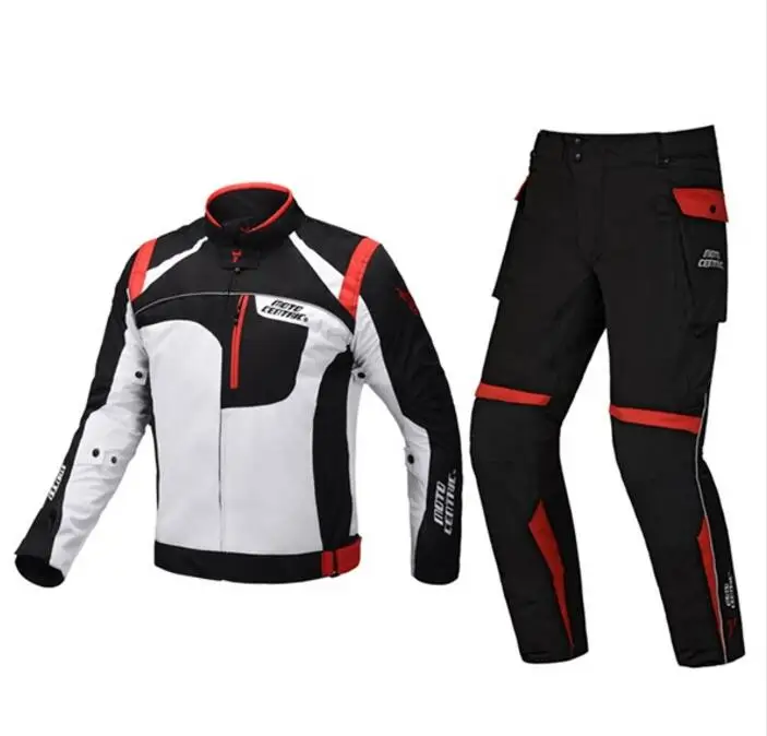 Новая мотоциклетная одежда велосипедный Костюм дышащий костюм противоударный Анти-вентилятор мотоциклетная одежда мотоциклетная куртка+ брюки 11 - Цвет: Красный