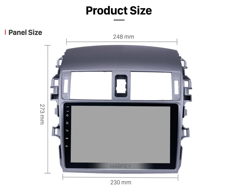 Harfey Автомагнитола 2din Android 8,1 9 дюймов WI-FI Bluetooth 4-х ядерный мультимедийный плеер для 2007-2010 Toyota Corolla Старый головное устройство