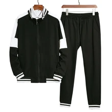 Men Patchwork Tracksuit Athletic Two Piece Sweatsuit Zip-up Jacket and Skinny Long Pants Sportwear Jogger Suit Men's Jogger Set selvedge embellished zip up pocket jogger pants