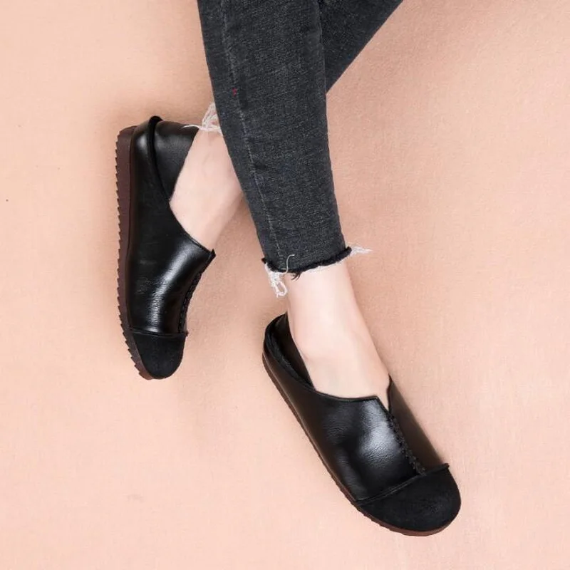 Glissement Des Cuir Conduite Confortable Ventilation Noir Occasionnels En Rushiman Appartements De Véritable Femmes Plat Mocassins marron Sur Chaussures qzzfwP