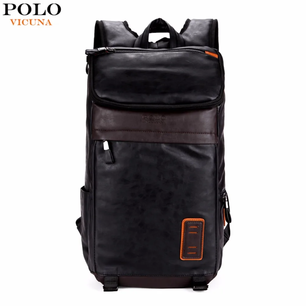 VICUNA POLO Large Volume Casual Men Travel Daypacks Vintage Simple Patchwork Mens Leather font b Backpack