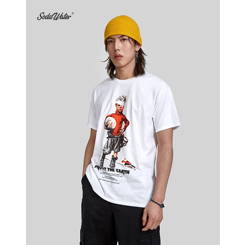 

SODA WATER 100% Cotton T-Shirt Funny Boy Printed T-shirt Mens Summer Short Sleeve Top Tee Swag Fashion Couple Tee 91260S