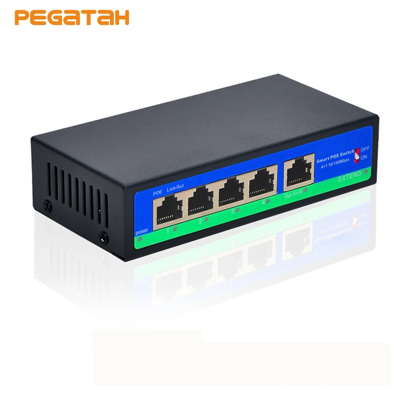

New 4-port PoE 10/100Mbps switch 4+1 Port Fast Ethernet Switch 10/100Mbps 802.3af Power over Ethernet Onvif IP Camera